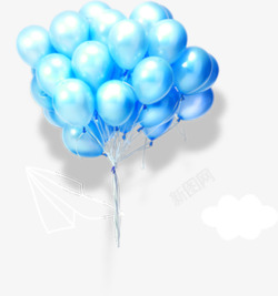 带绳子的气球蓝色带阴影气球高清图片