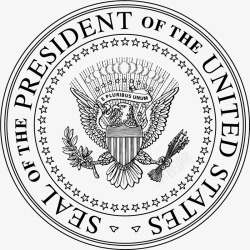 美国总统黑白风格复杂总统印章高清图片