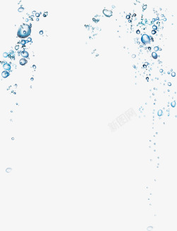 透明漂浮水珠蓝色水珠漂浮气泡高清图片