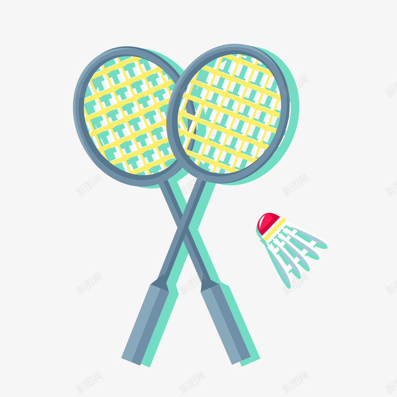 羽毛球拍背景装饰png免抠素材_88icon https://88icon.com 体育运动 卡通 羽毛球 羽毛球拍 背景装饰