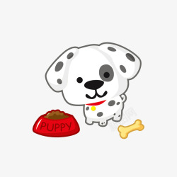 斑点小狗卡通有狗粮和骨头吃的斑点小狗素高清图片