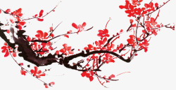 卡通中国风情侣中国风海报卡通梅花树枝高清图片