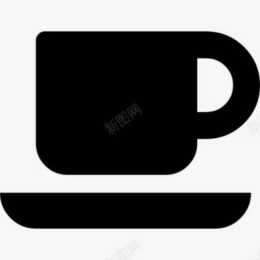 黑色背景咖啡杯的盘子上黑色的轮廓图标图标