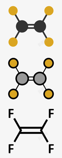 黄色四氟乙烯分子形状素材