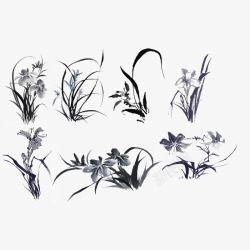 水墨兰花素材