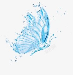 水花蓝色背景蓝色水花漂亮的蝴蝶高清图片