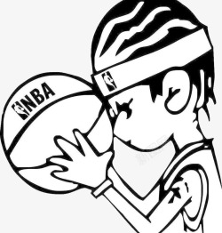 手绘NBA卡通风格篮球运动员素材