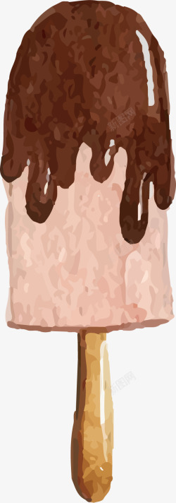 手绘巧克力冰淇淋矢量图素材