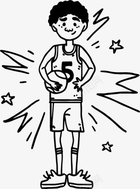 市长漫画手绘黑豹篮球漫画矢量图图标图标