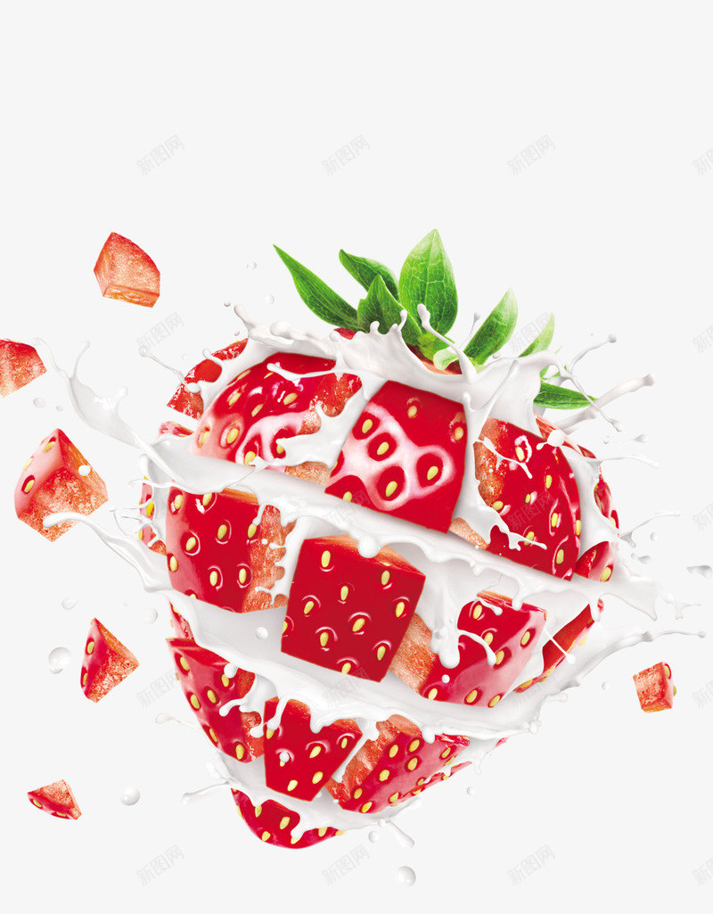 创意牛奶草莓png免抠素材_88icon https://88icon.com 创意 新鲜 水果 牛奶 草莓 装饰 高清