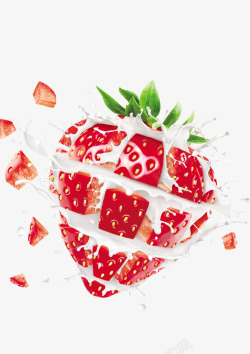 水果装饰背景创意牛奶草莓高清图片
