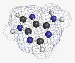化学性黑蓝色网状腺嘌呤分子形状高清图片