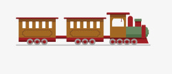 扁平火车头手绘卡通棕色老式火车高清图片