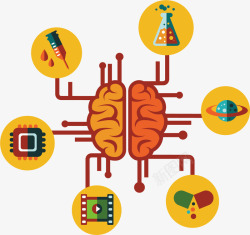 大脑工作示意图素材