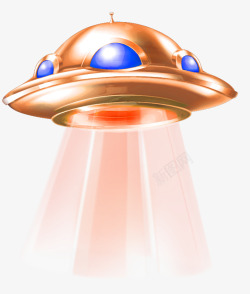 棕色卡通ufo装饰图案素材