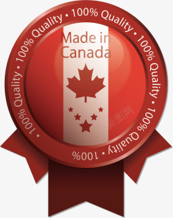 红色加拿大制造徽章矢量图素材