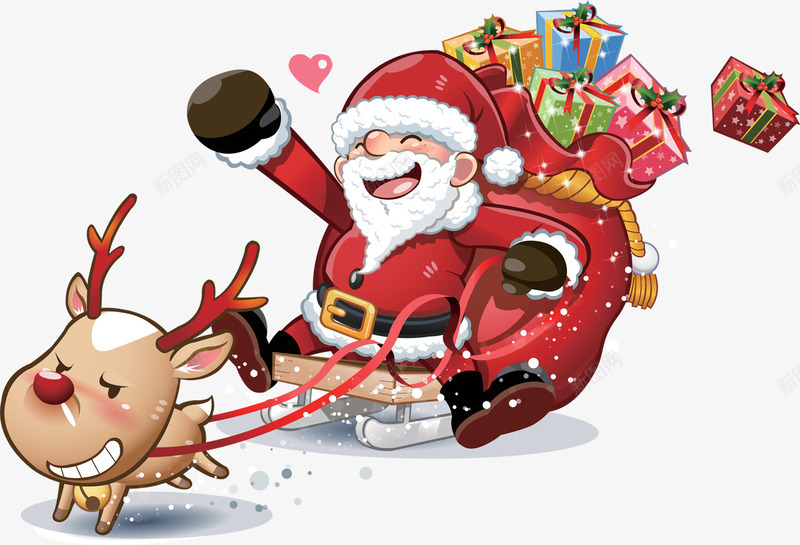 圣诞老人卡通老人麋鹿雪橇png免抠素材_88icon https://88icon.com 卡通 圣诞老人 老人 麋鹿 雪橇 礼盒 礼物