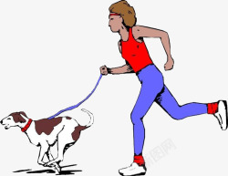 手牵着导盲犬奔跑的导盲犬高清图片