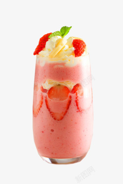 草莓点缀背景图美味的草莓奶昔实物高清图片