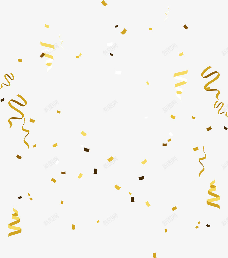 手绘彩带png免抠素材_88icon https://88icon.com 庆祝拉花 彩带飘飘 手绘 漂浮的彩带 金色彩纸 金色碎纸