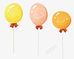 手绘手抓画布手绘气球卡通可爱微表情气球高清图片