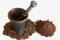 咖啡豆捣碎研磨咖啡粉素材