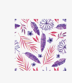 粉紫色夏天树叶花纹矢量图素材
