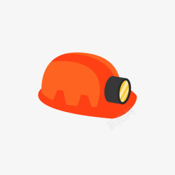 橘色煤矿带灯安全帽素材