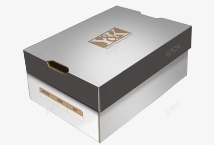 灰色黑边白色鞋盒png免抠素材_88icon https://88icon.com 单一 时尚 灰色 简单 经典 金色 鞋盒 鞋盒包装设计 黑色边