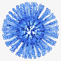 电脑合成像蓝色病毒颗粒插画高清图片