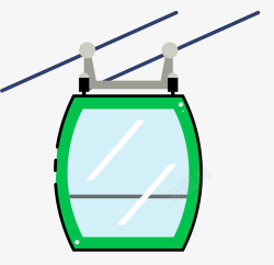 扁平样式绿色缆车矢量图素材
