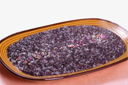 棕色瓷盘紫米粥素材
