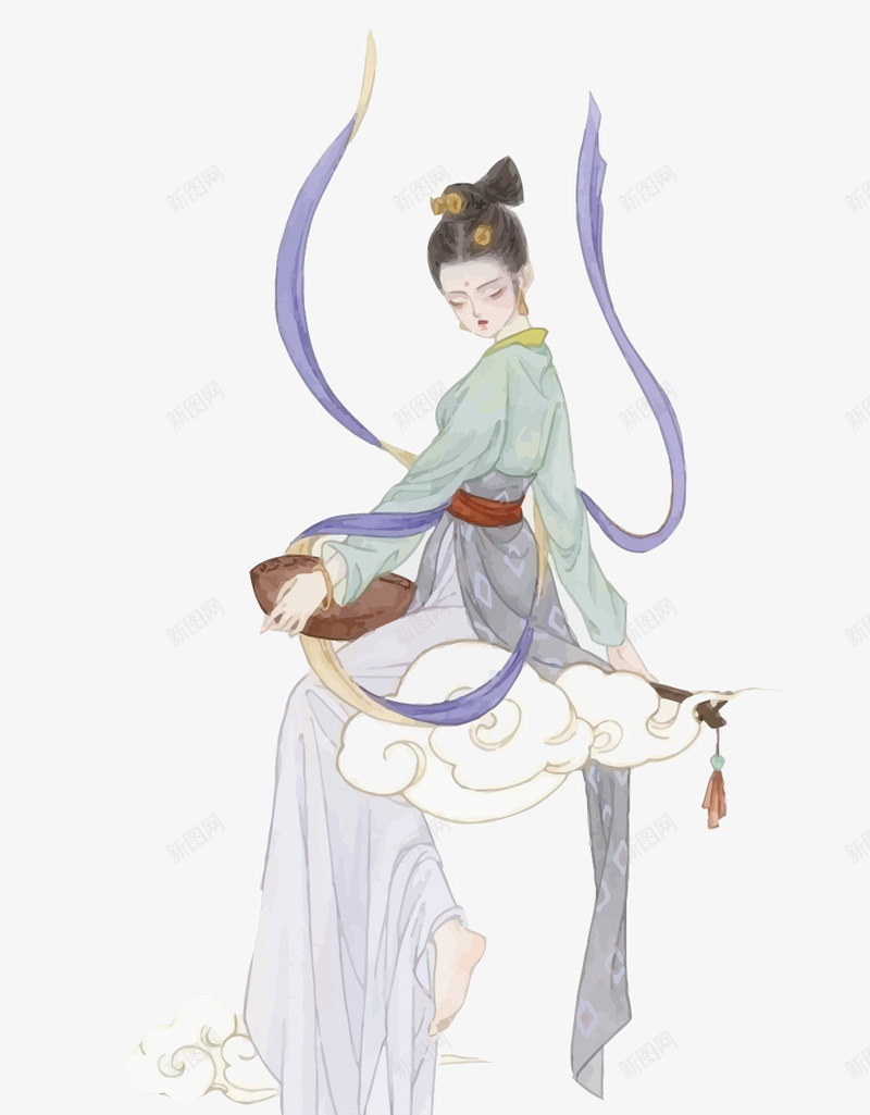 中国风水墨神女矢量图eps免抠素材_88icon https://88icon.com 中国风 卡通 手绘 水墨 矢量神女 神女PNG矢量图 神女免扣PNG图 矢量图