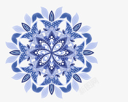 蓝色中国风青花瓷花纹素材