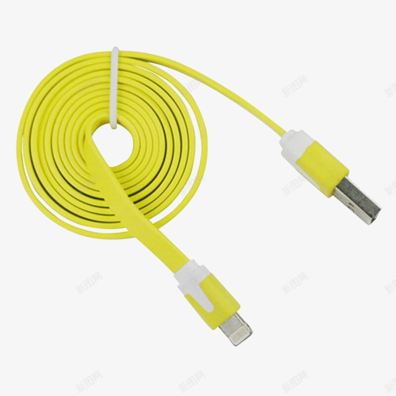黄色的苹果充电线png免抠素材_88icon https://88icon.com 充电线 数据线 数码产品 苹果充电线 黄绿色 黄色