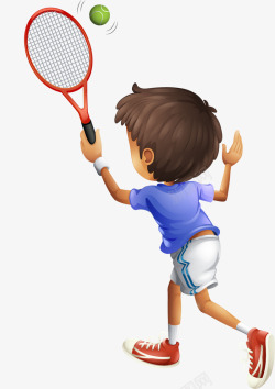 接网球的卡通男孩素材