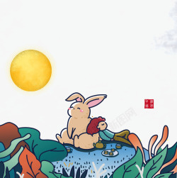 中秋佳节印章手绘中秋佳节背景元素高清图片