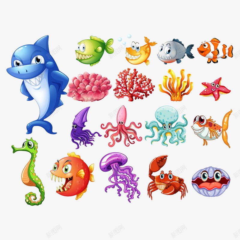 海底生物png免抠素材_88icon https://88icon.com 海底生物 海马 生物世界 螃蟹 鱼儿 鱼类