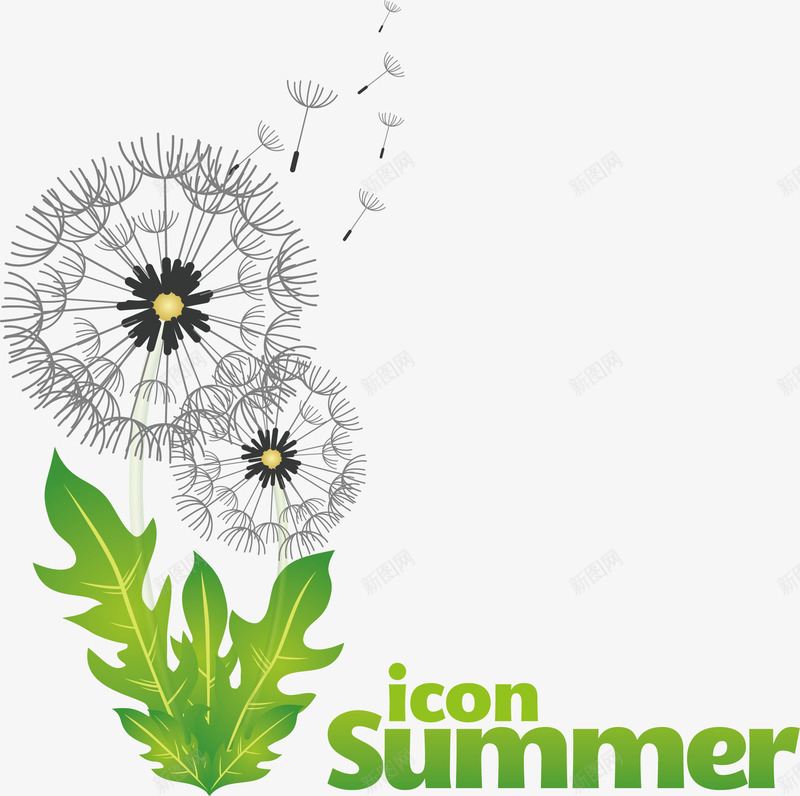 蒲公英png免抠素材_88icon https://88icon.com summer 夏天 手绘 植物 清新 绿色 自然 蒲公英