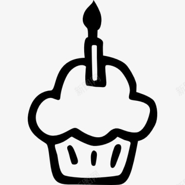 粉色小蛋糕周年庆典用一支蜡烛在蛋糕图标图标