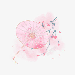 粉色雨伞清明节素材