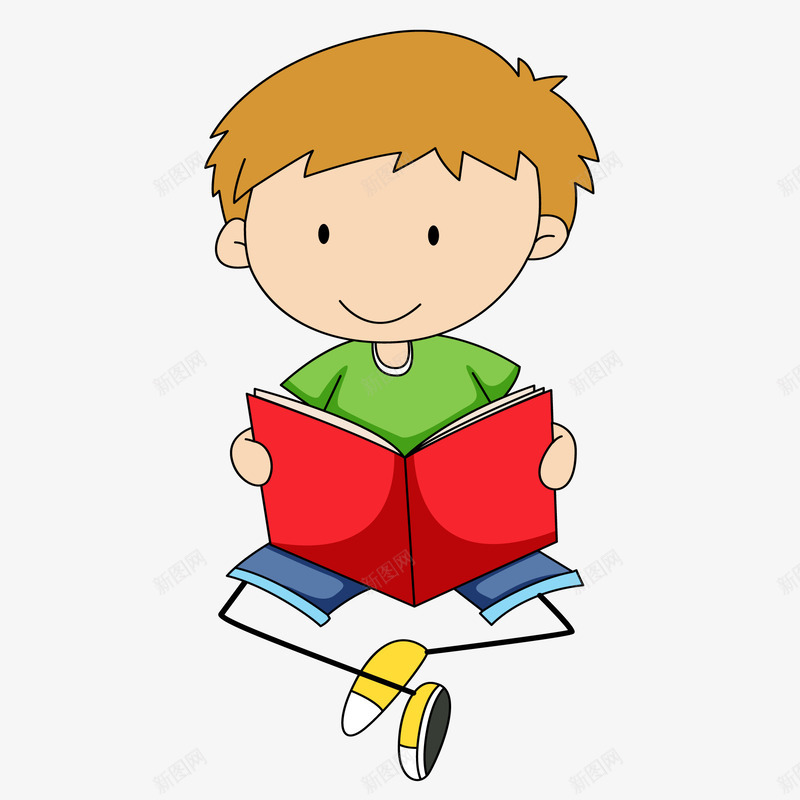 卡通手绘看书的小男孩矢量图ai免抠素材_88icon https://88icon.com 人物 卡通 小男孩 微笑 手绘 看书 阅读 矢量图