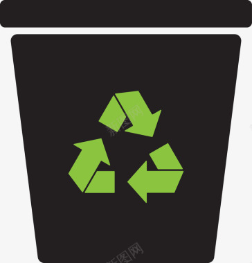 环保树木素材黑色垃圾桶图图标图标