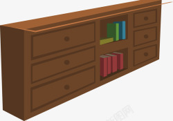 手绘室内装修家具书柜插画矢量图素材