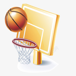 卡通篮球和球框矢量图素材