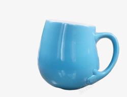 蓝色陶瓷杯儿童杯子高清图片