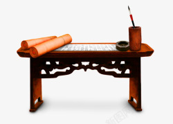 棕色简约桌子书法装饰图案素材