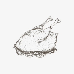 鸡剪纸黑白复活节烤鸡素描简笔画矢量图高清图片