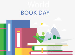 世界读书日打开的书本矢量图素材