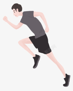 手绘人物插画跑步起跑的男孩素材